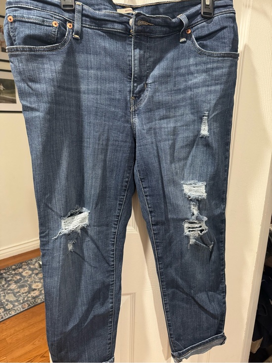 Levi's Denim - Levi's Women's Distressed Dark Blue Boyfriend Jeans